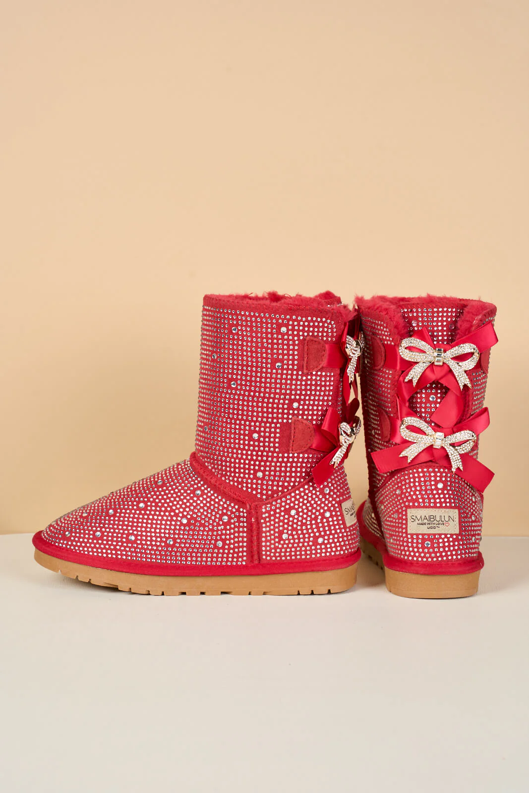 SMAIBULUN Ugg | Tay Tay Shine On Stage Diamond Bows Suede Boots - red - Image 12