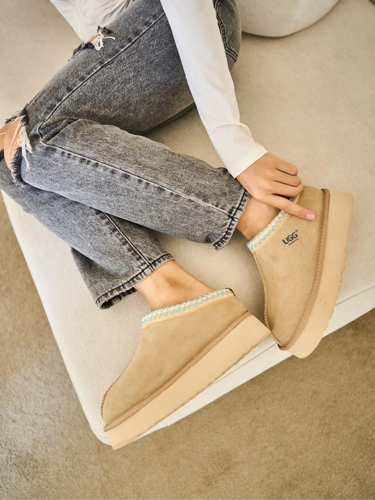 Smaibulun Ugg | Tazzy Mini Platform Low Ankle Slippers - neutral - Image 7