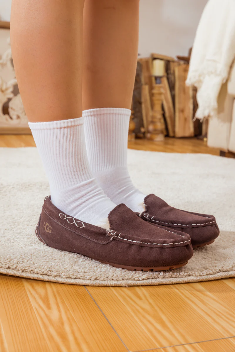 SMAIBULUN Ugg | WOOL LINED SUEDE MOCCASIN SLIPPER - BROWN - Image 2