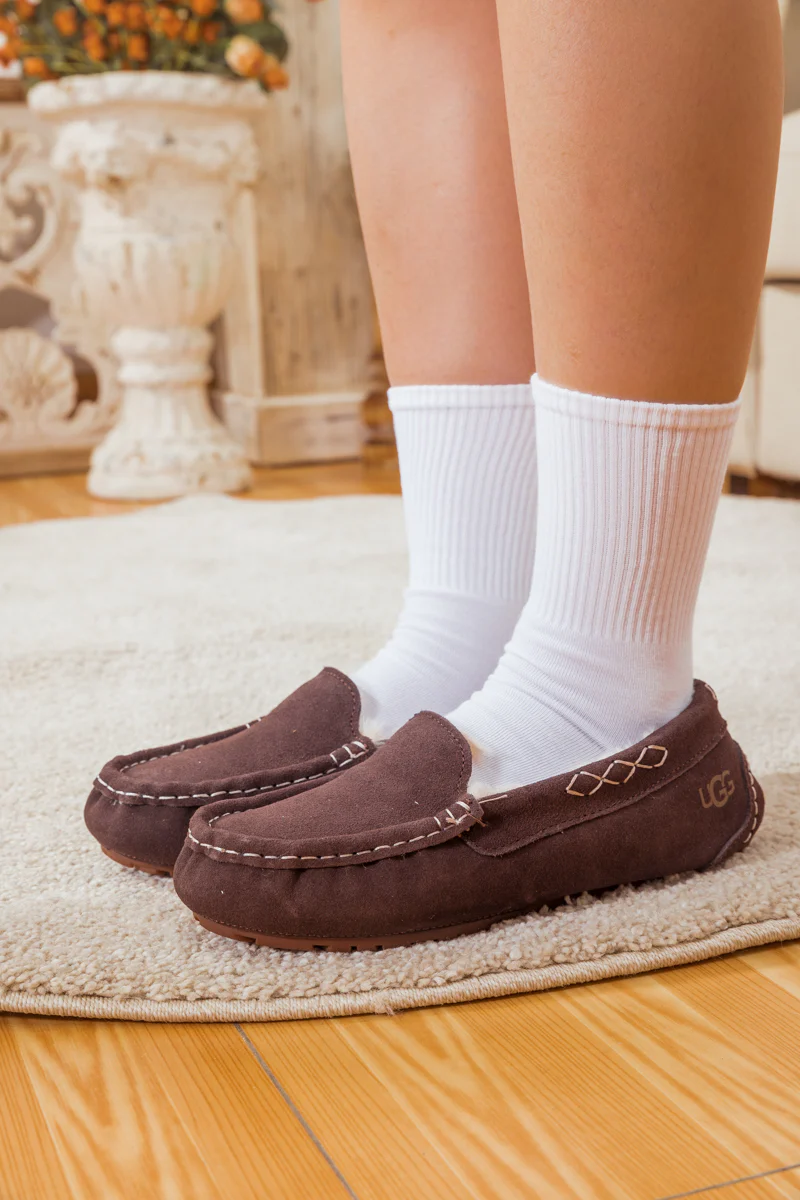 SMAIBULUN Ugg | WOOL LINED SUEDE MOCCASIN SLIPPER - BROWN - Image 4