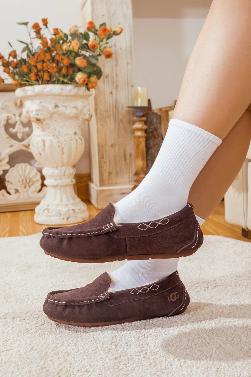 SMAIBULUN Ugg | WOOL LINED SUEDE MOCCASIN SLIPPER - BROWN - Image 7