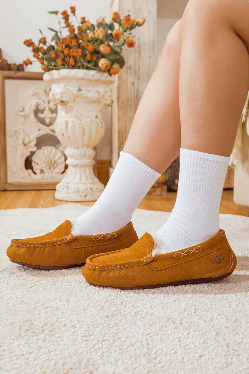 SMAIBULUN Ugg | WOOL LINED SUEDE MOCCASIN SLIPPER - CHESTNUT - Image 5