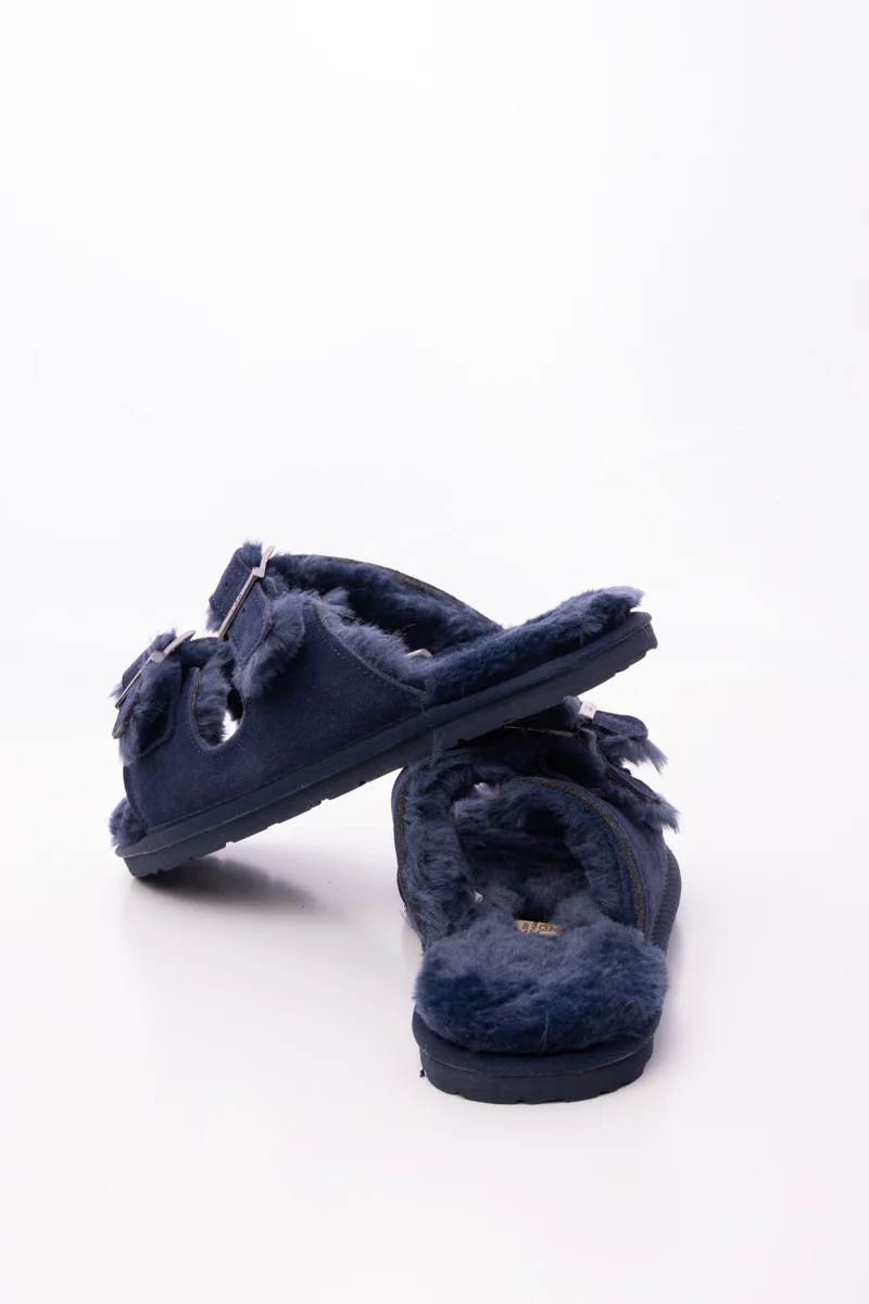 Smaibulun Ugg | Woolen Lined Double Strap Suede Sandal - Navy - Image 11