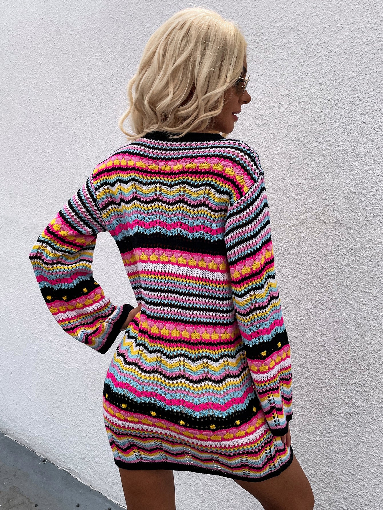 Smaibulun | Zig Zag Crochet Knit Dress - Black - Image 6