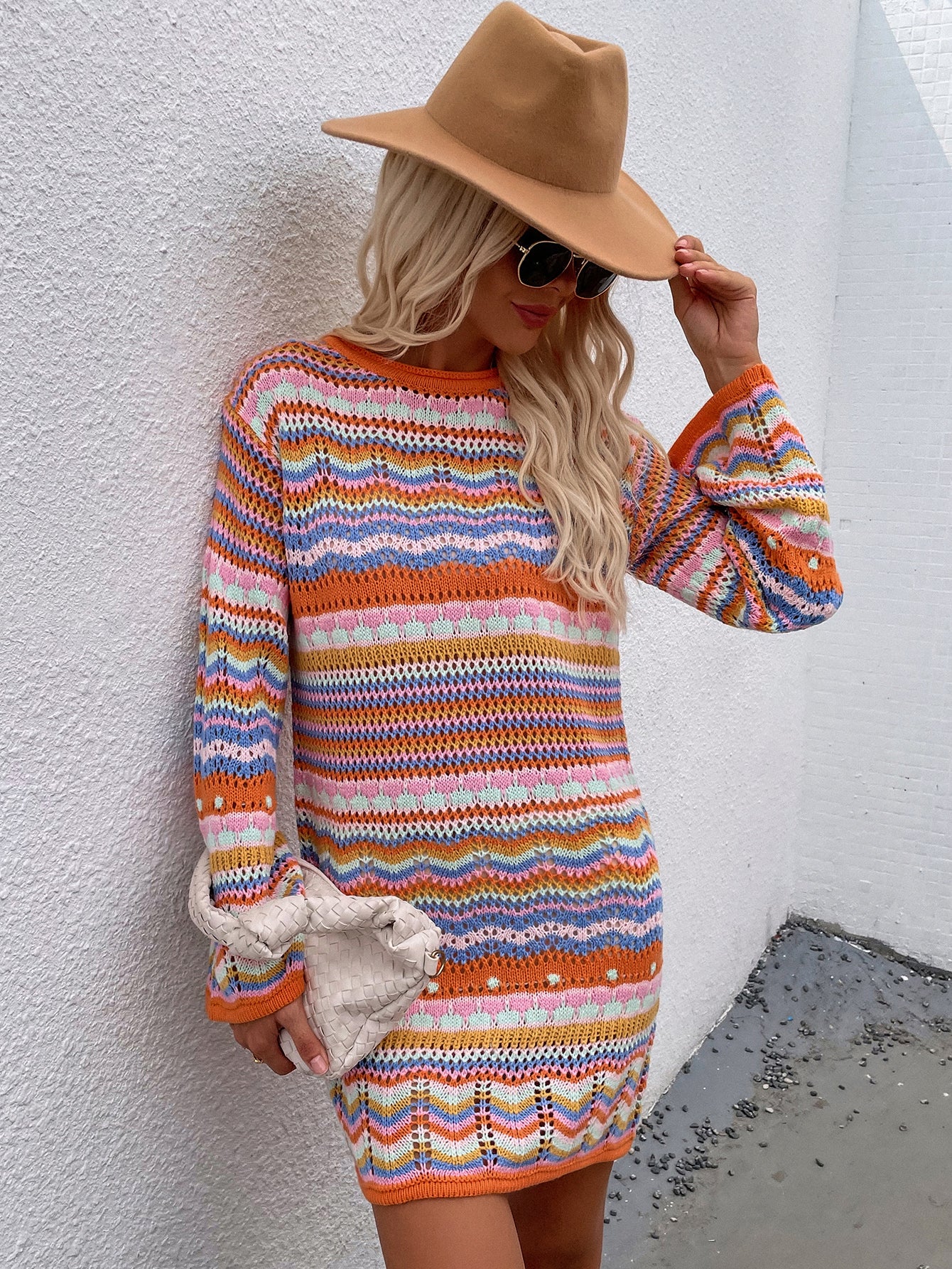 Smaibulun | Zig Zag Crochet Knit Dress - Orange - Image 3