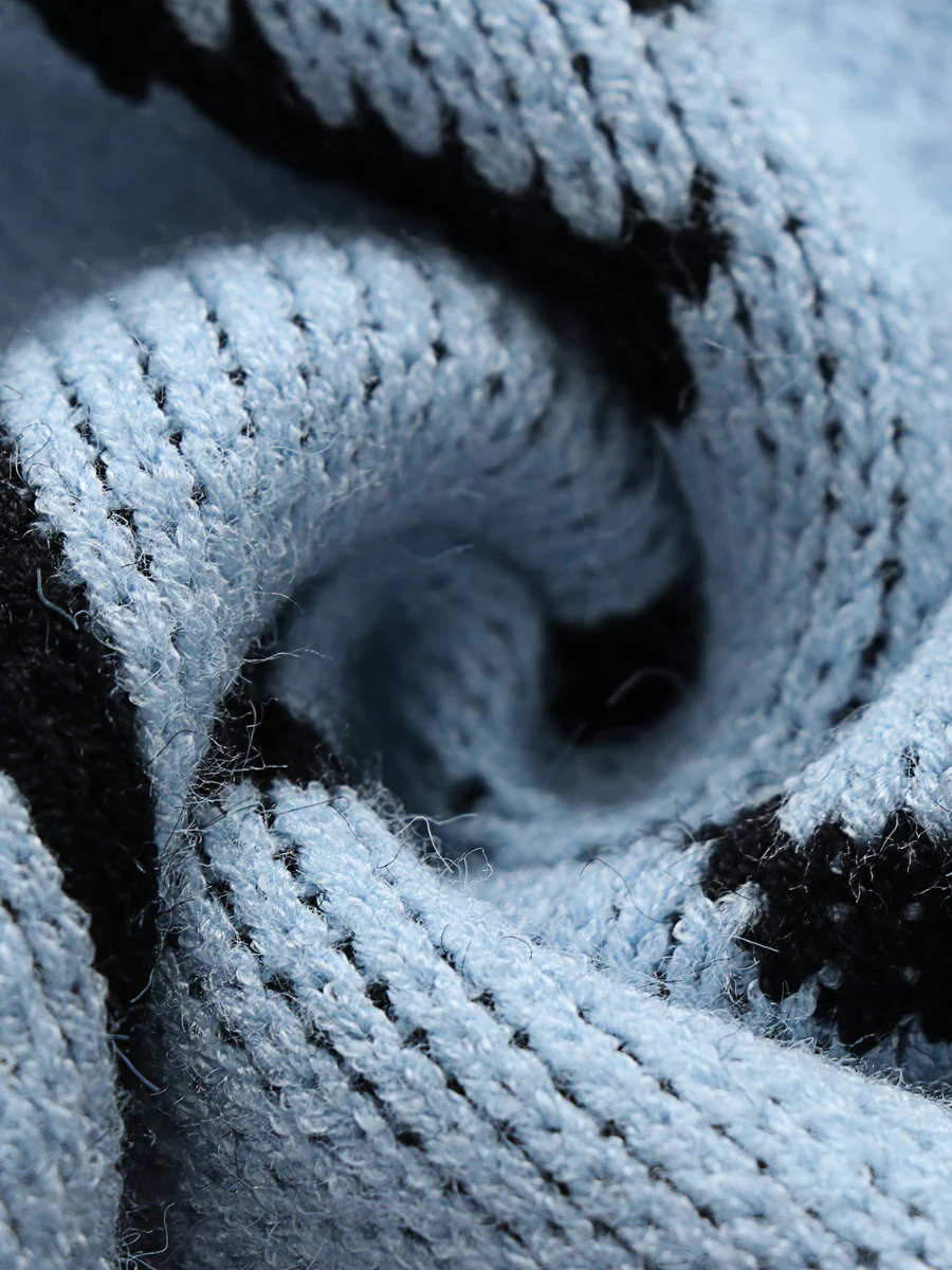 Smiley Polar Bear Knit Sweater Dress - Blue - Image 6