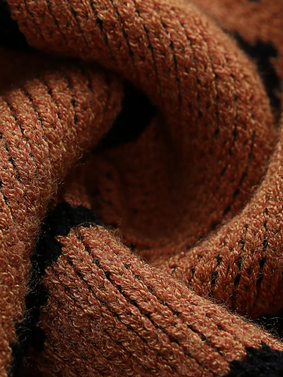 Smiley Polar Bear Knit Sweater Dress - Brown - Image 7