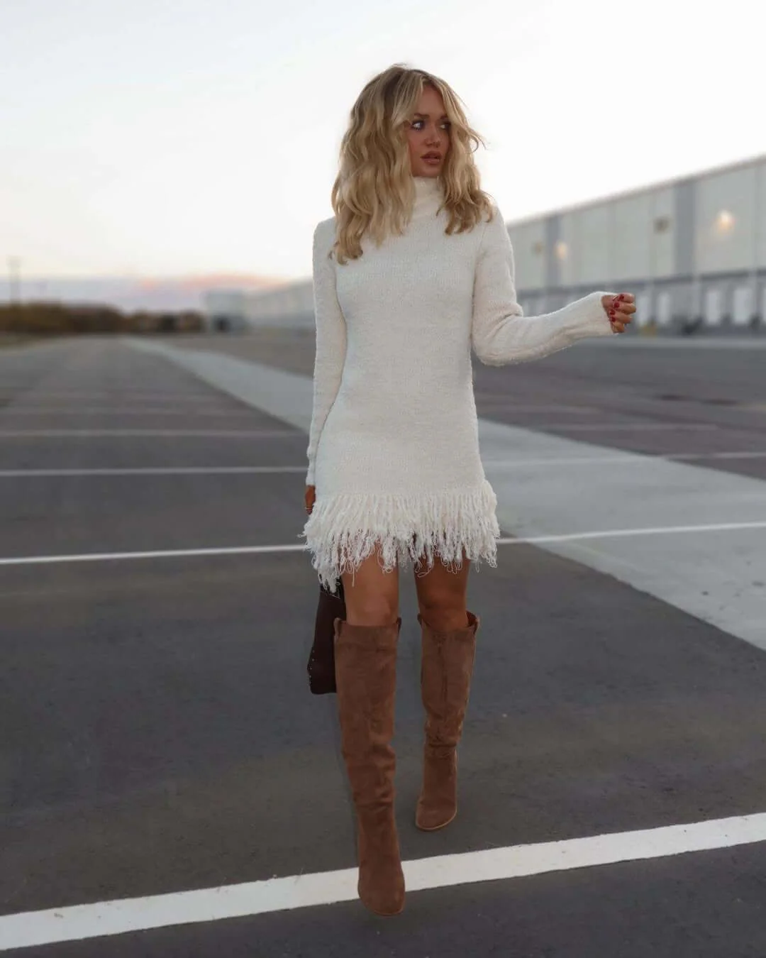 Snowing Muse Fringe Sweater Knit Dress - Image 10
