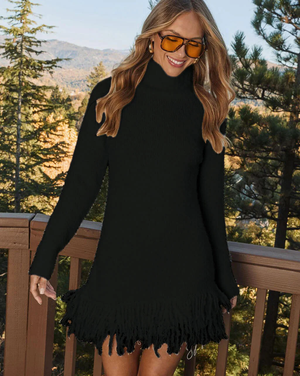 Snowing Muse Fringe Sweater Knit Dress - Image 8