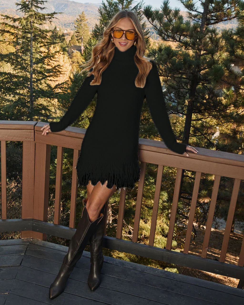 Snowing Muse Fringe Sweater Knit Dress - Image 9