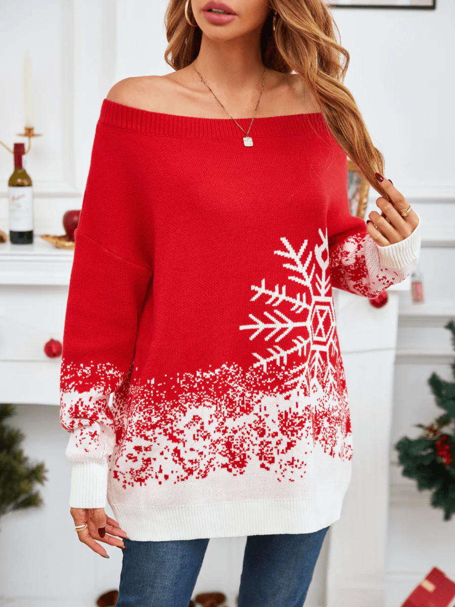 Snowing Out Knit Sweater - Red - Image 4