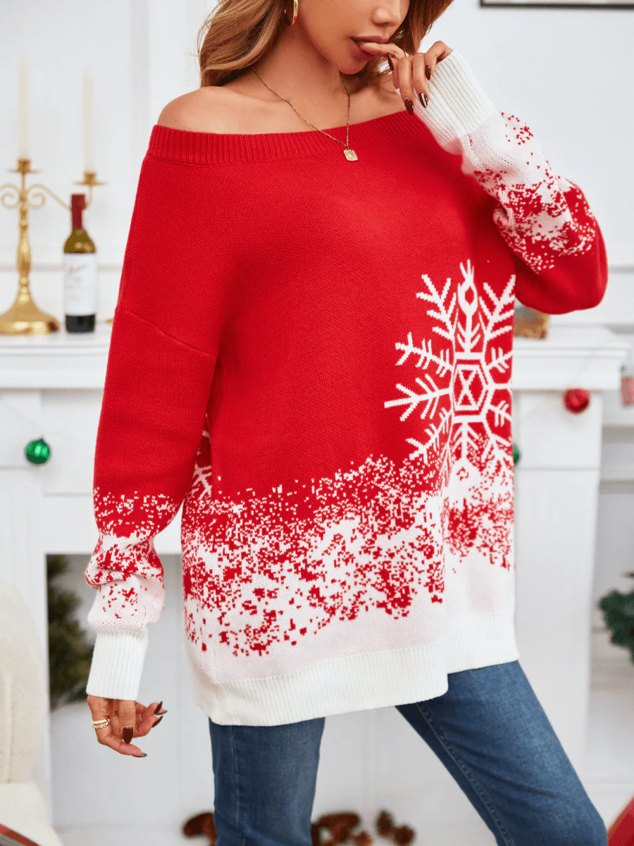 Snowing Out Knit Sweater - Red - Image 5