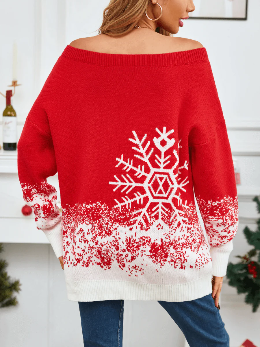 Snowing Out Knit Sweater - Red - Image 6