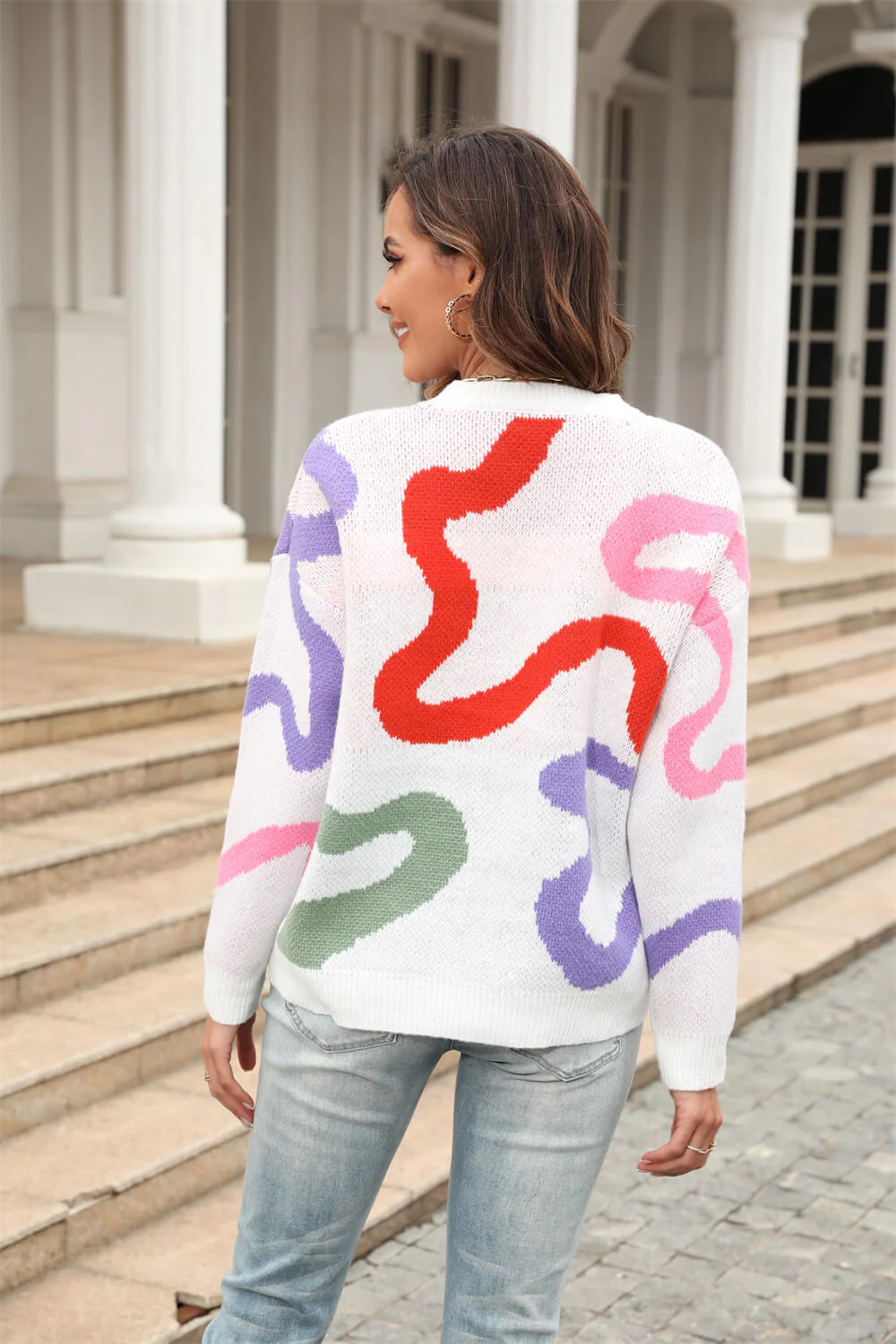 Snuggle Up Textured Swirl Knit Sweater - White - Image 6