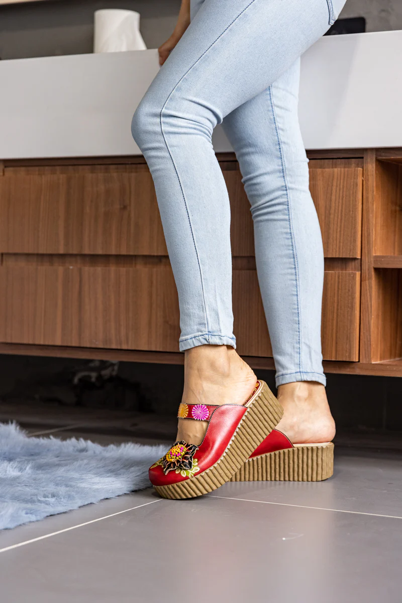 Soffia | Akia Floral Embellished Leather Platform Clog - Image 10
