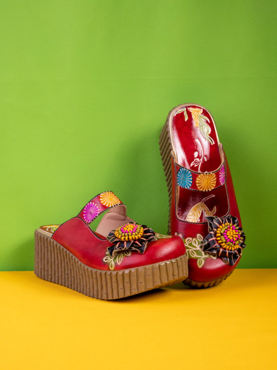 Soffia | Akia Floral Embellished Leather Platform Clog - Image 2