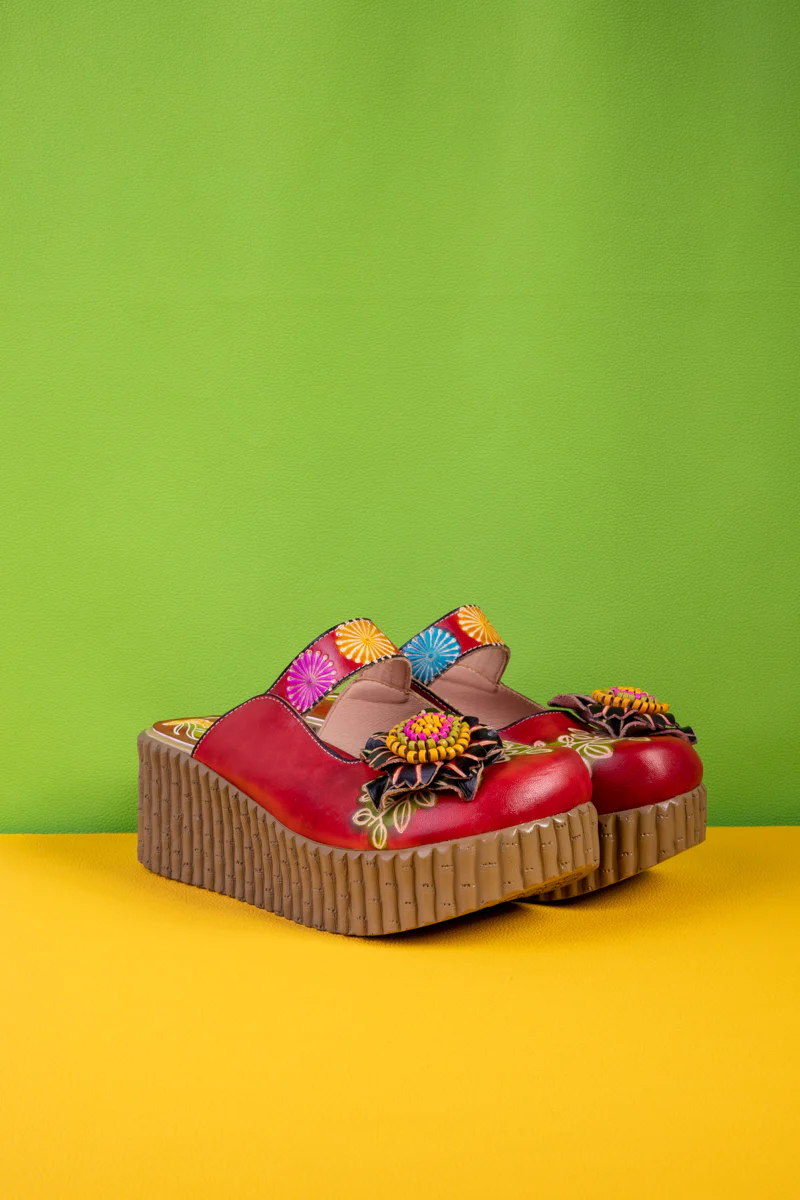 Soffia | Akia Floral Embellished Leather Platform Clog - Image 3