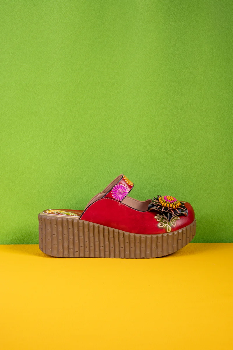 Soffia | Akia Floral Embellished Leather Platform Clog - Image 4
