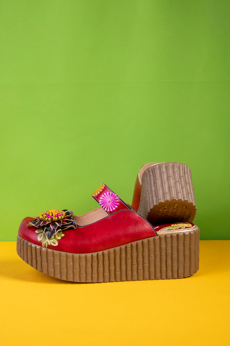 Soffia | Akia Floral Embellished Leather Platform Clog - Image 5