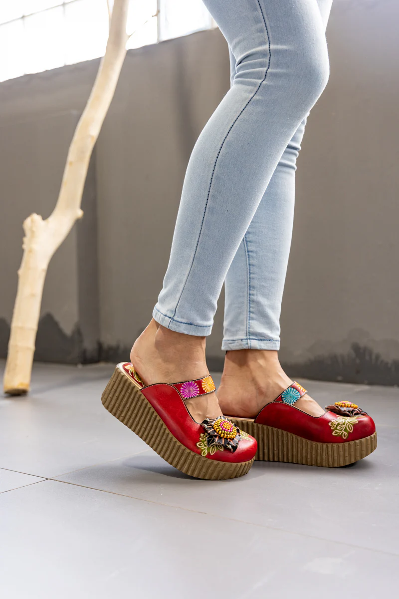 Soffia | Akia Floral Embellished Leather Platform Clog - Image 8