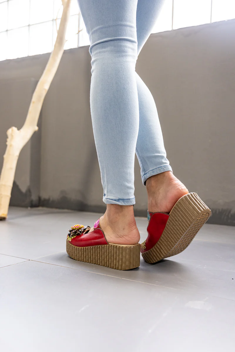 Soffia | Akia Floral Embellished Leather Platform Clog - Image 9