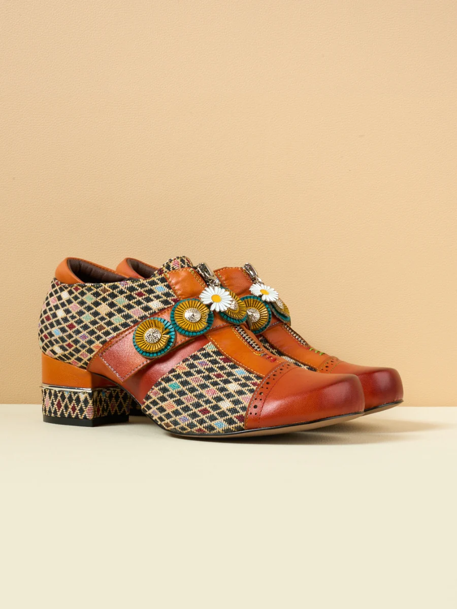 Soffia | Angelonia Jacquard Leather Oxford Brogues - Image 8