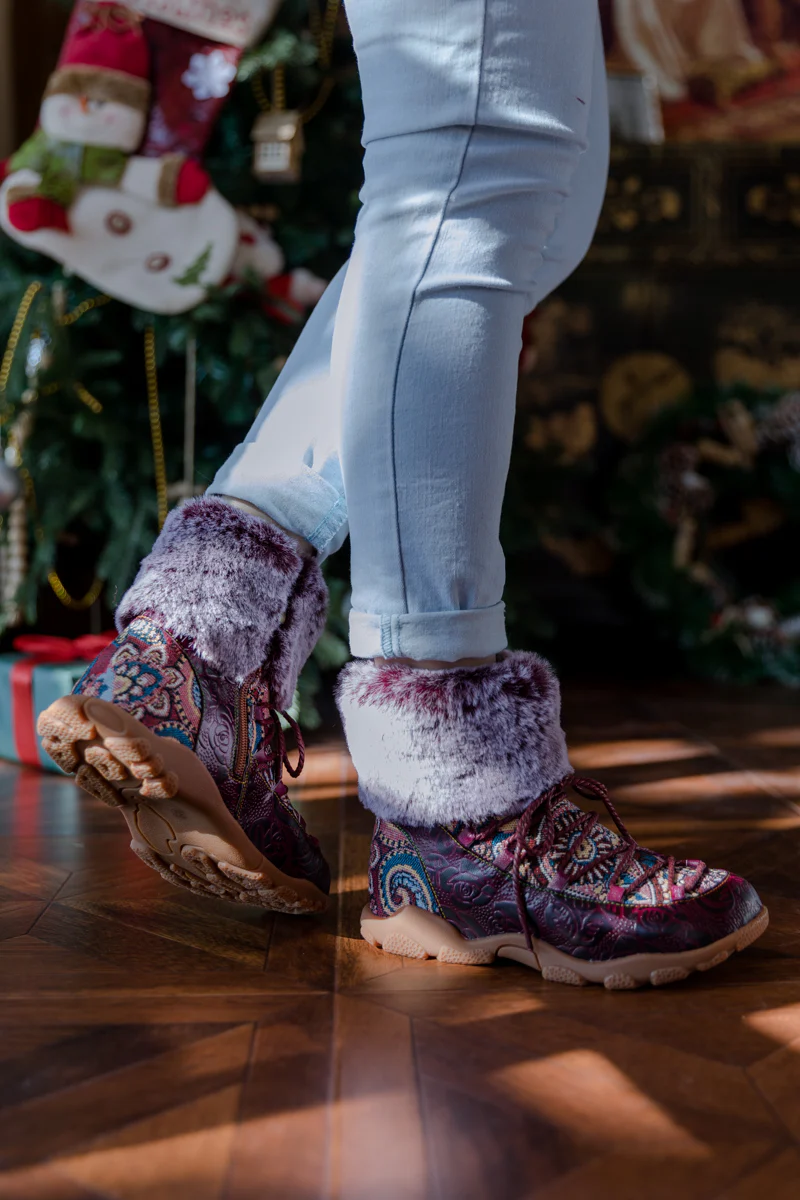 SOFFIA | ANKLE FUR LACE UP LEATHER COMBAT BOOT - Image 8