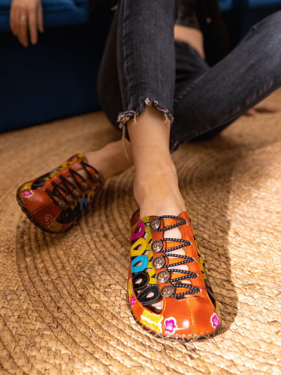 SOFFIA | ANNADALE CUT-OUT FLORAL LEATHER SANDAL