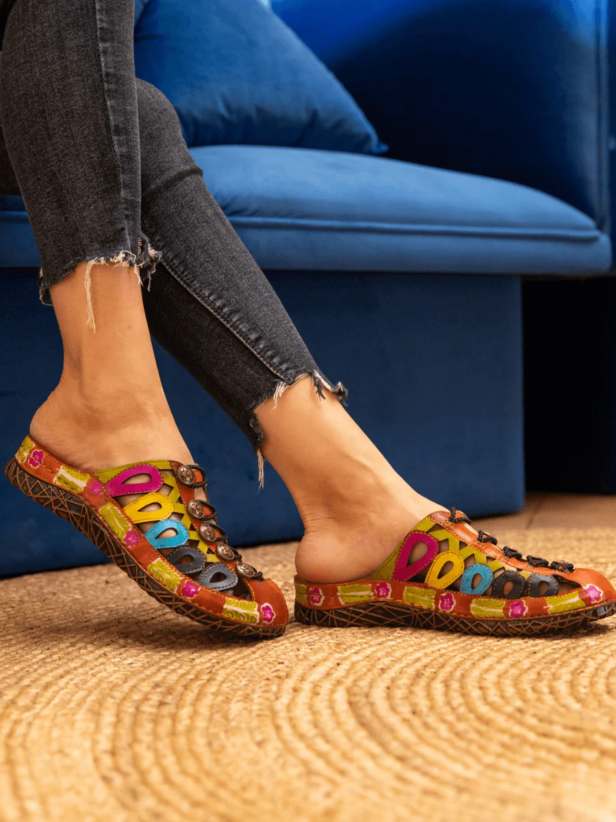 SOFFIA | ANNADALE CUT-OUT FLORAL LEATHER SANDAL - Image 2