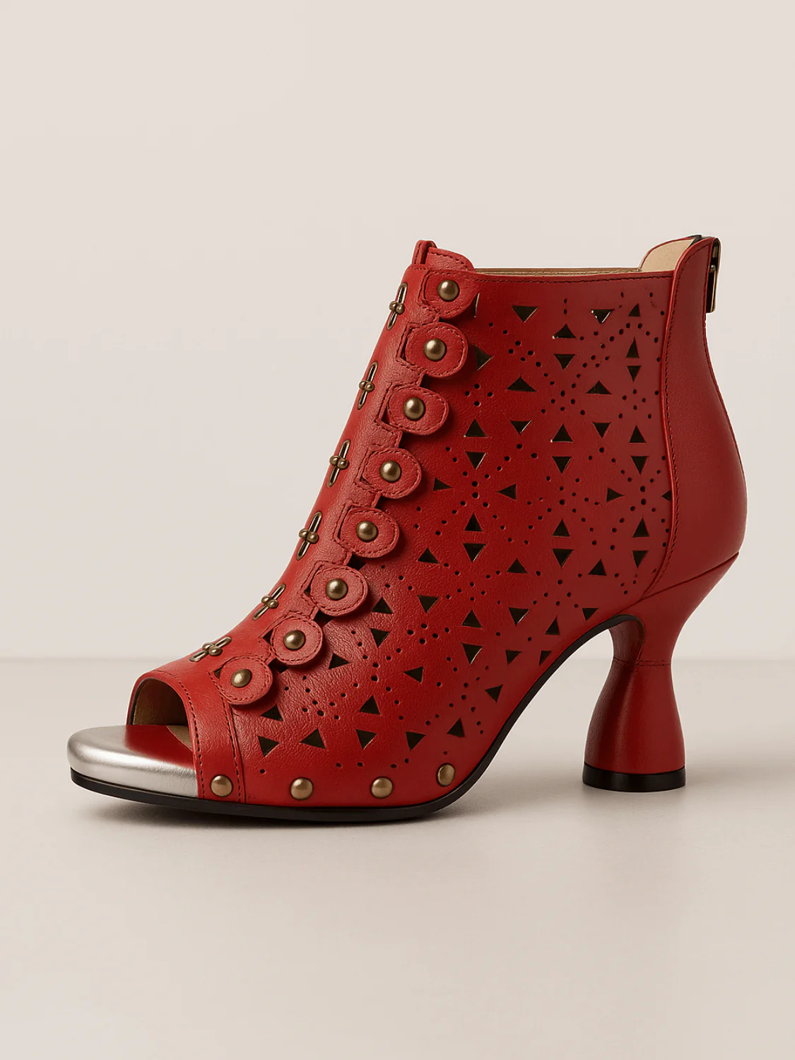 Soffia | Antar Perforated Leather Studded Sandals - Image 2