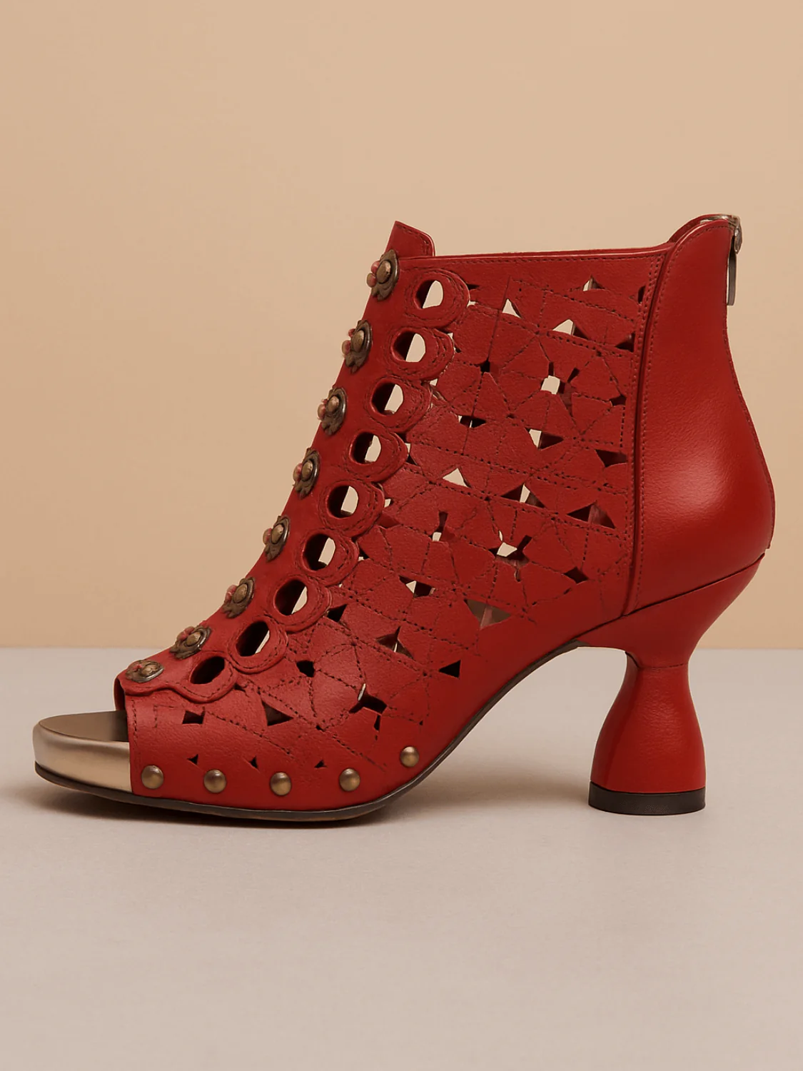Soffia | Antar Perforated Leather Studded Sandals - Image 3