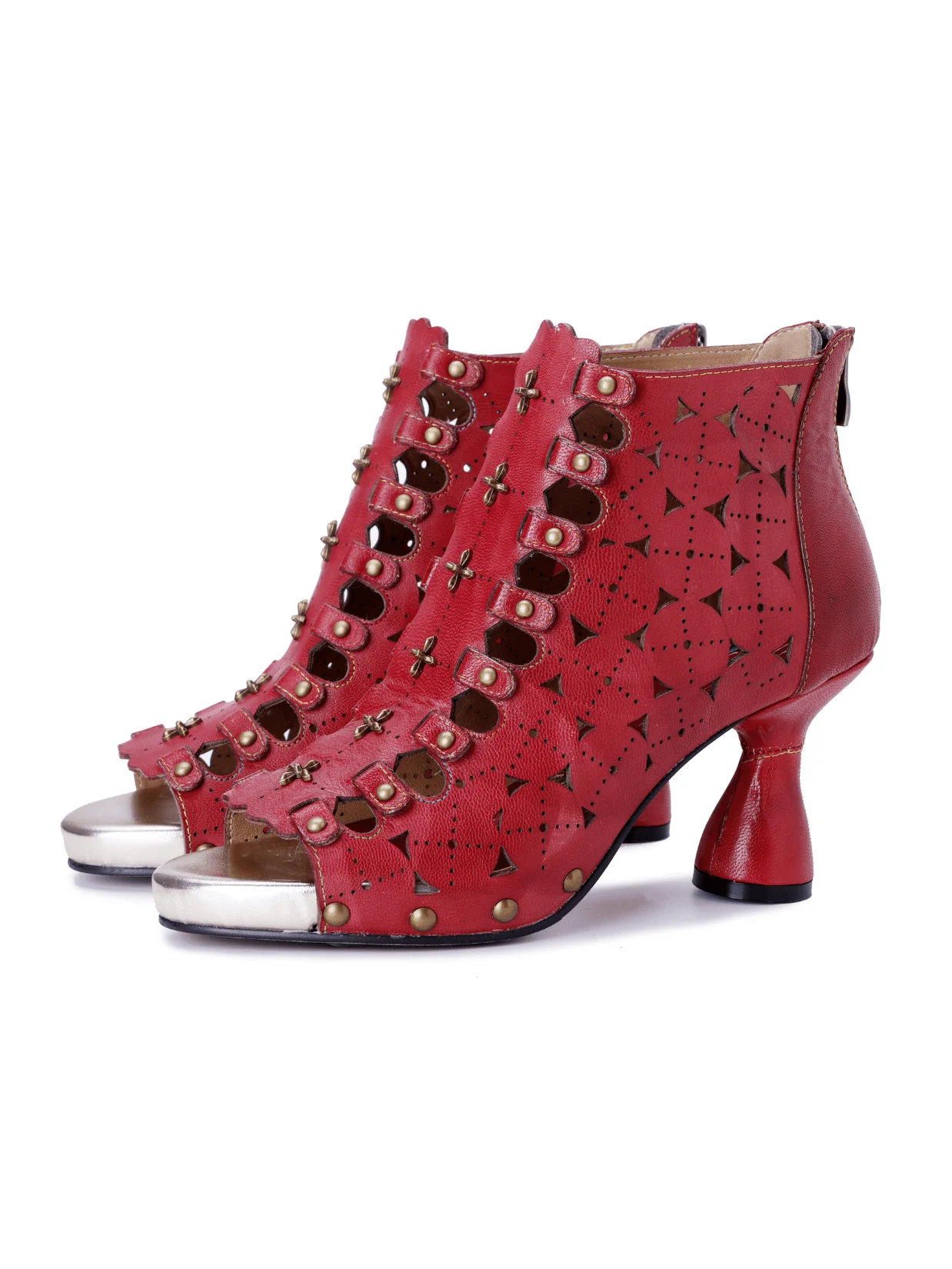 Soffia | Antar Perforated Leather Studded Sandals - Image 4