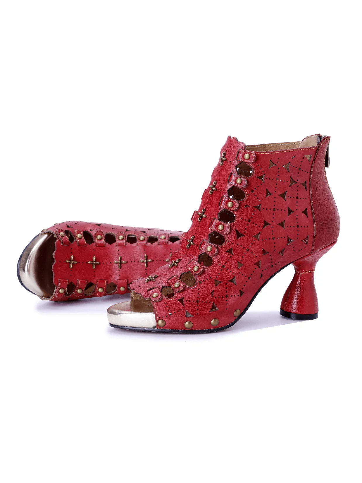 Soffia | Antar Perforated Leather Studded Sandals - Image 5