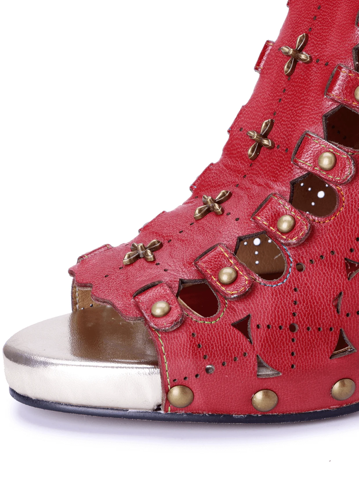 Soffia | Antar Perforated Leather Studded Sandals - Image 8