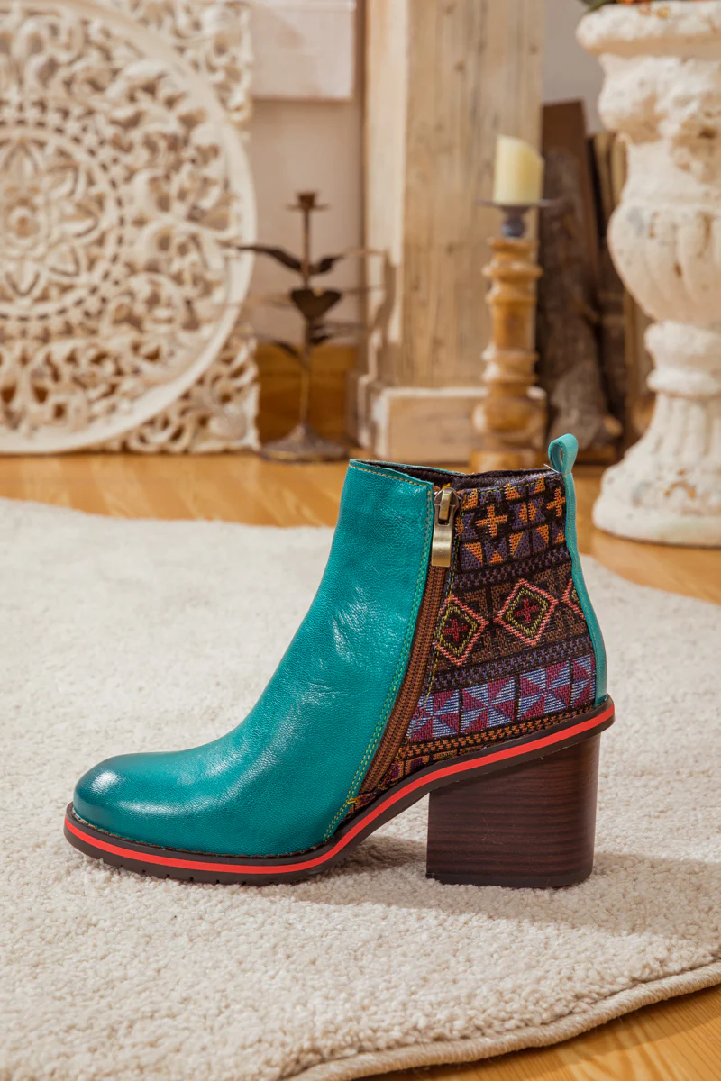 SOFFIA | ART OF FALL BLOCK HEEL LEATHER ANKLE BOOT - Image 10
