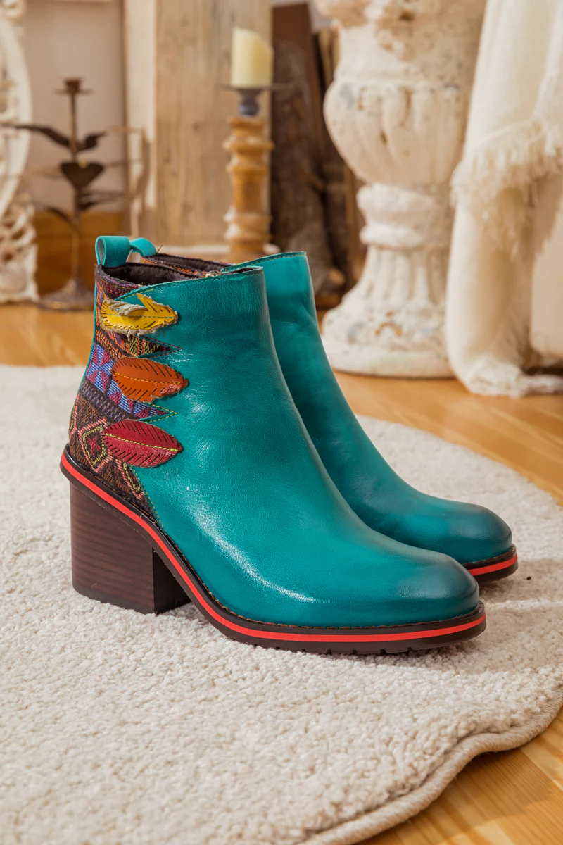 SOFFIA | ART OF FALL BLOCK HEEL LEATHER ANKLE BOOT - Image 11