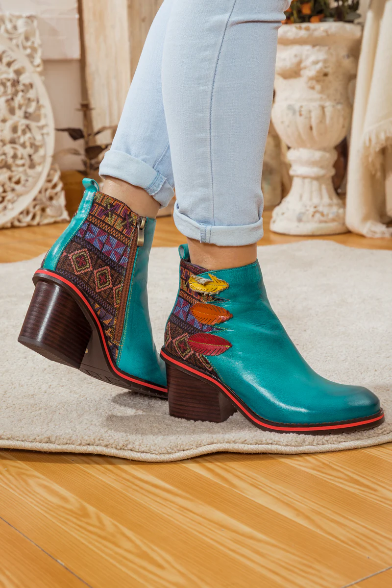 SOFFIA | ART OF FALL BLOCK HEEL LEATHER ANKLE BOOT - Image 5