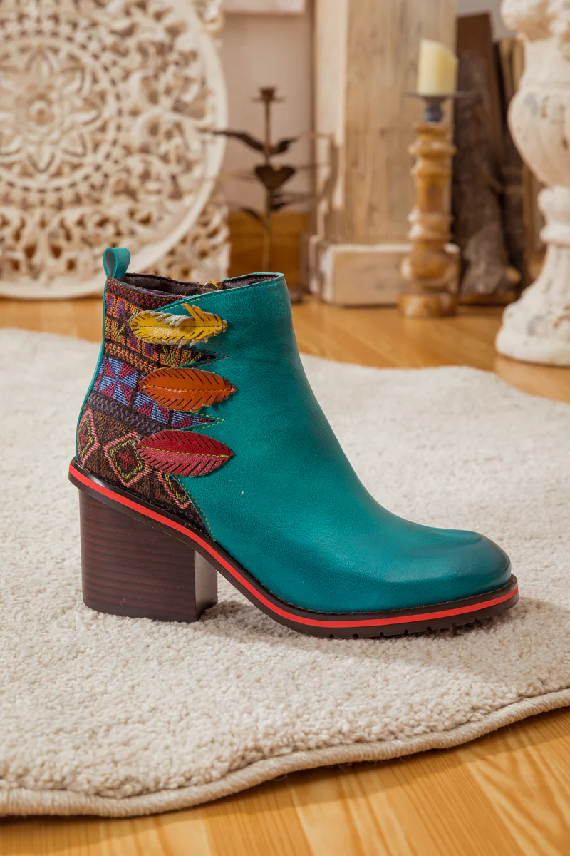 SOFFIA | ART OF FALL BLOCK HEEL LEATHER ANKLE BOOT - Image 9