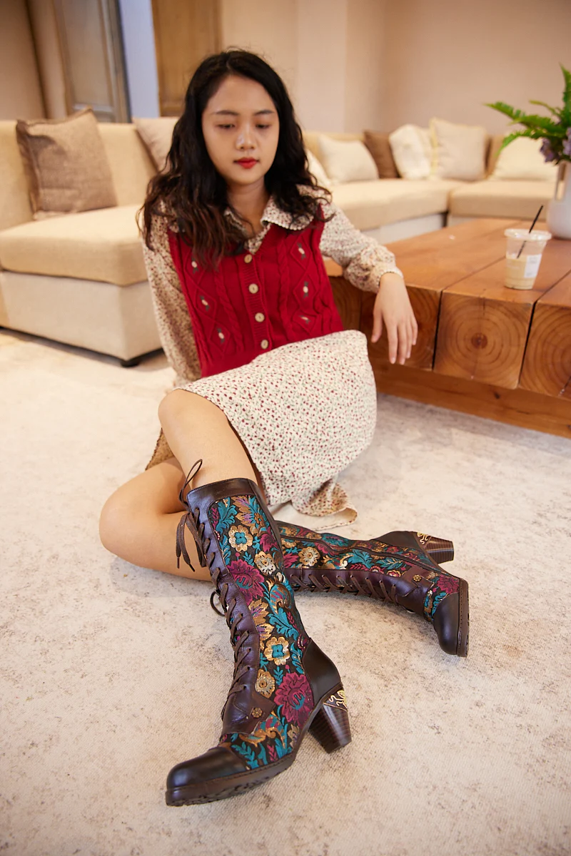 Soffia | Aubrey Surplice Tie-Accent Leather Knee High Boots - Image 10