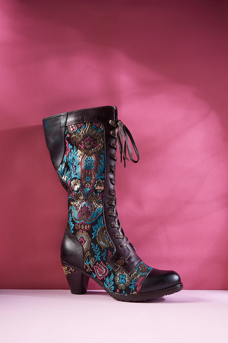 Soffia | Aubrey Surplice Tie-Accent Leather Knee High Boots - Image 2