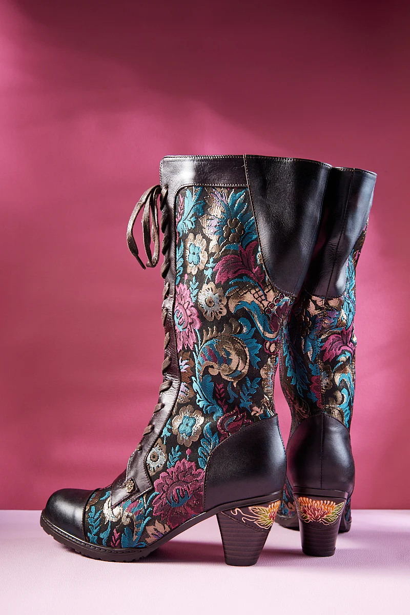 Soffia | Aubrey Surplice Tie-Accent Leather Knee High Boots - Image 4