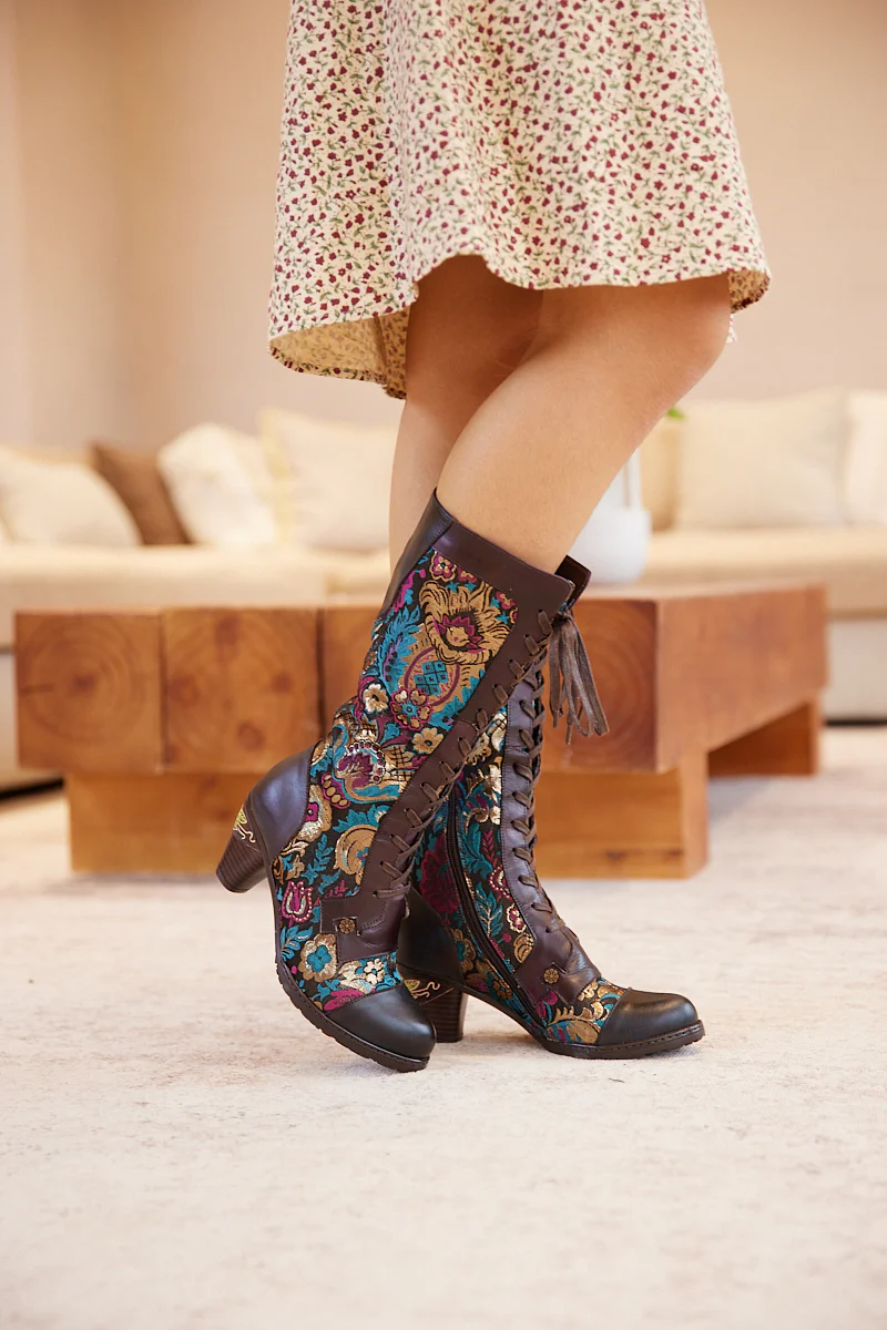 Soffia | Aubrey Surplice Tie-Accent Leather Knee High Boots - Image 6