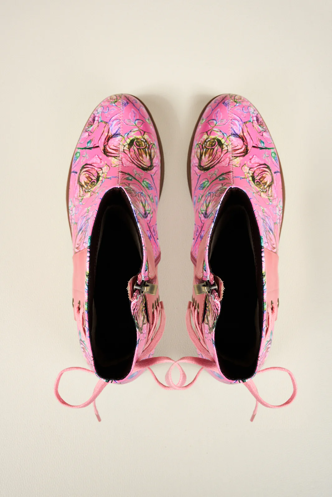 Soffia | Autumn Fields Floral Leather Ankle Booties - Pink - Image 13