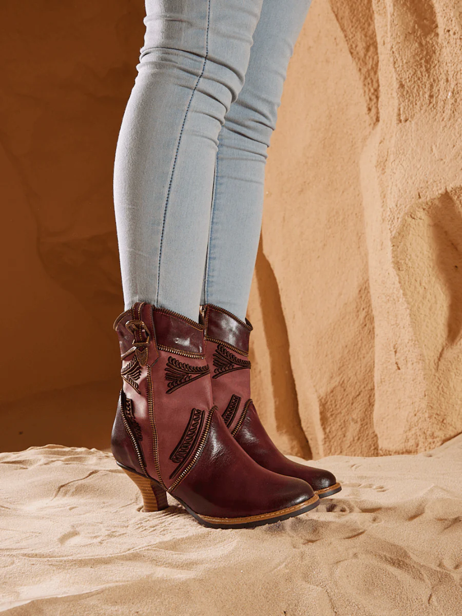 Soffia | Bassett Embroidered Leather Ankle Boots