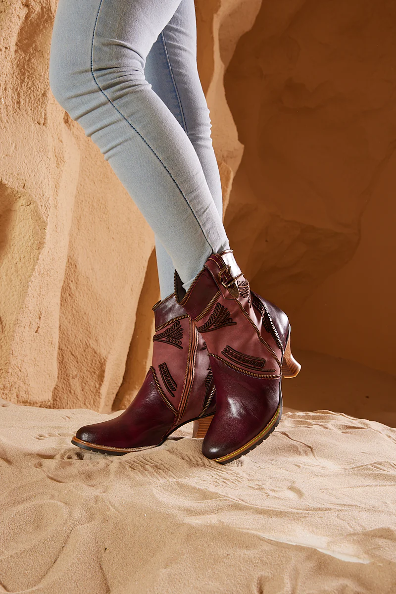 Soffia | Bassett Embroidered Leather Ankle Boots - Image 2