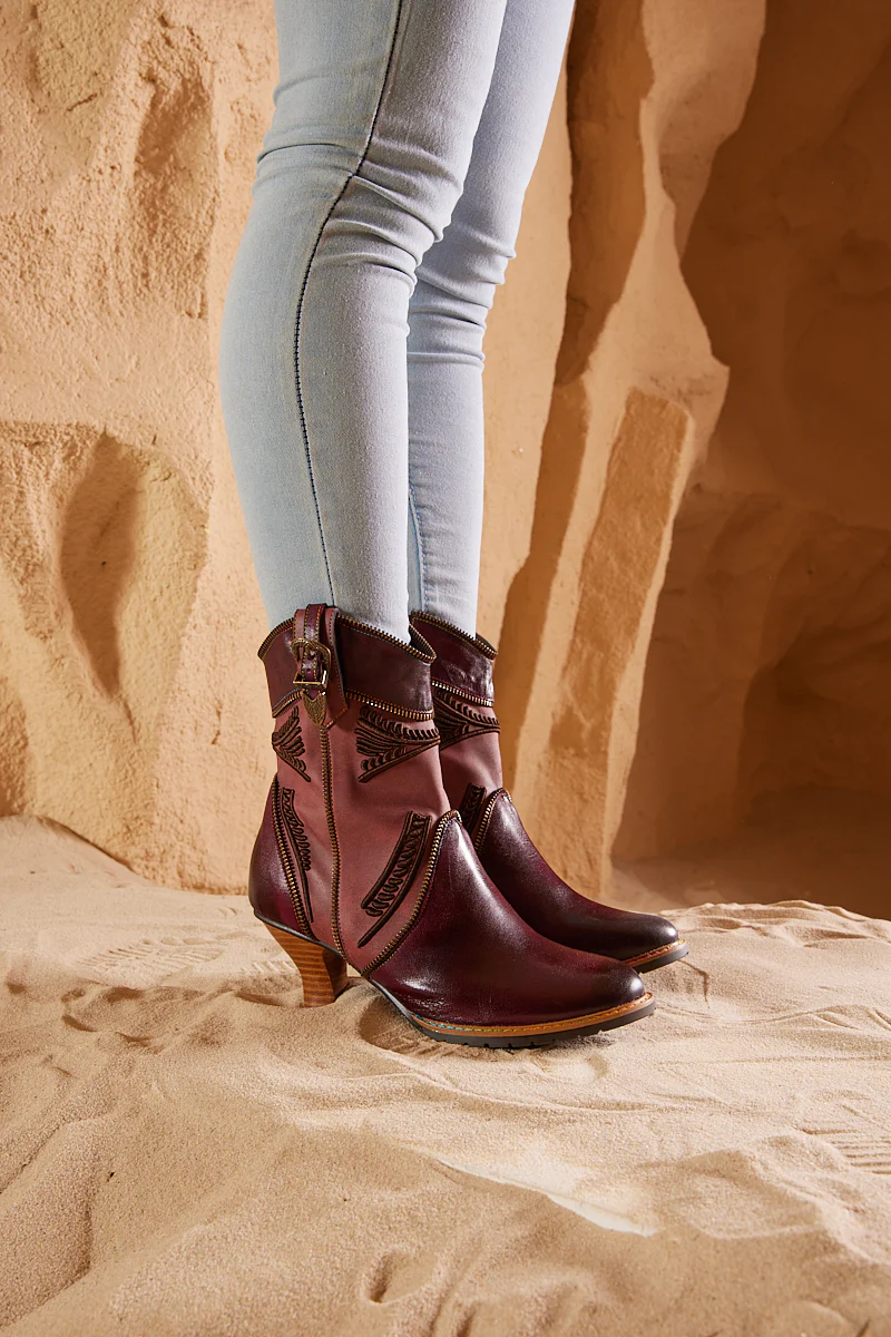 Soffia | Bassett Embroidered Leather Ankle Boots - Image 3