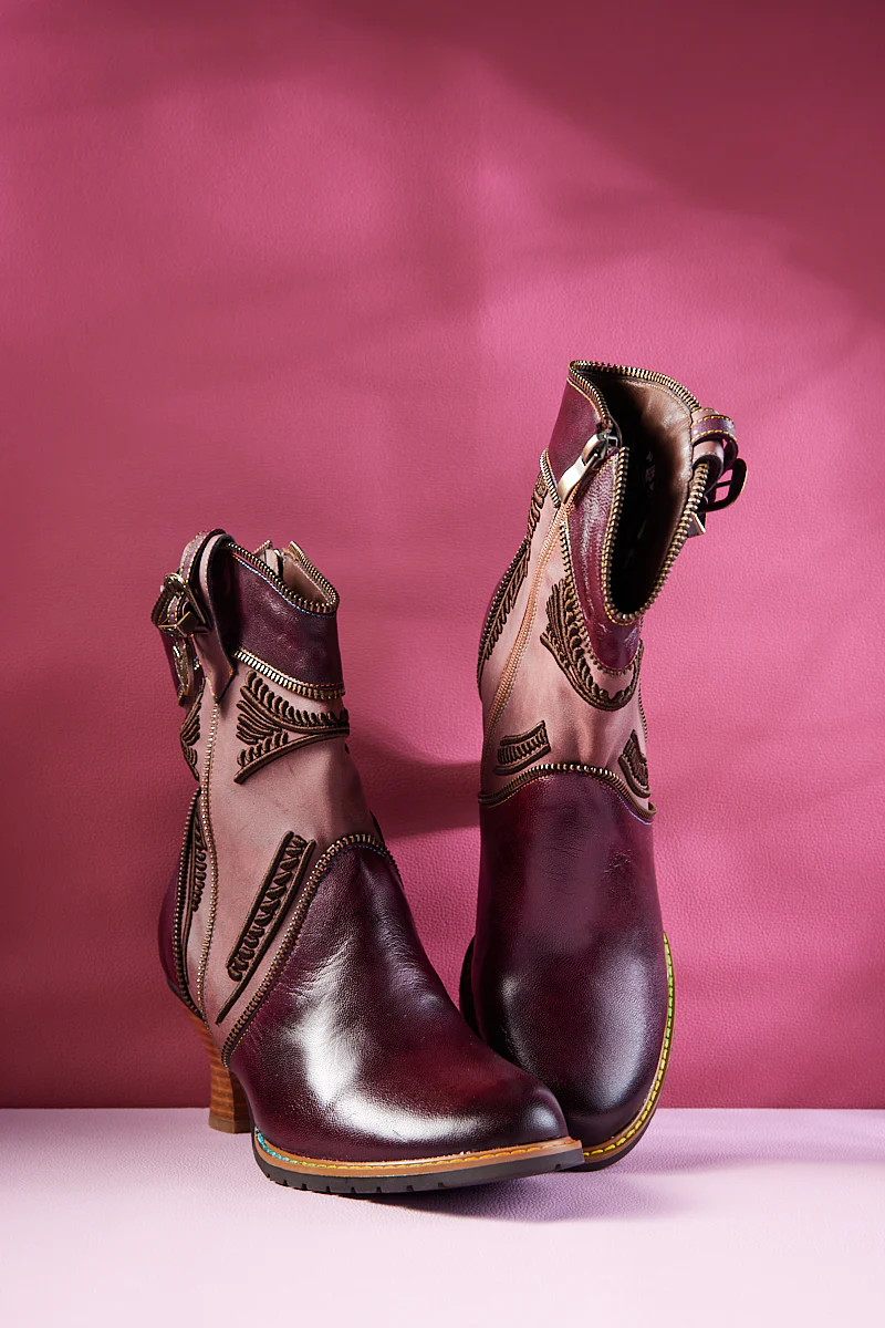 Soffia | Bassett Embroidered Leather Ankle Boots - Image 9