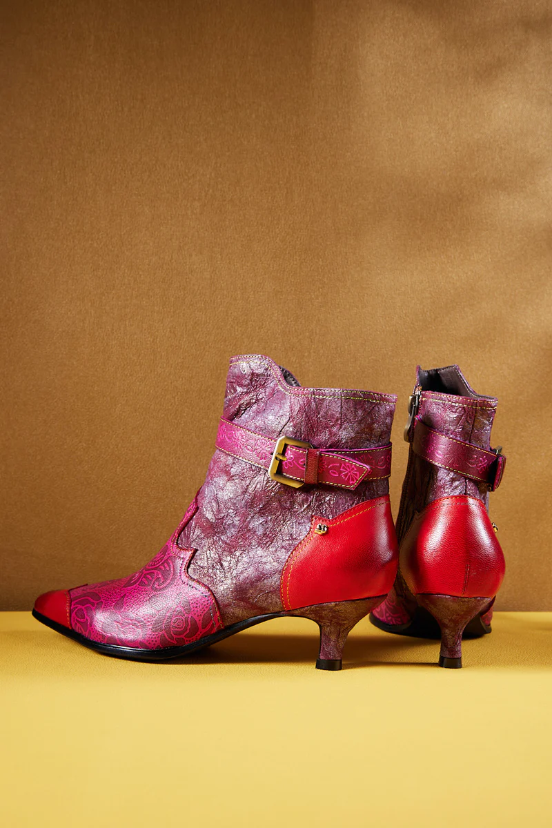 Soffia | Bella Rose Distress Leather Ankle Boots - Image 10