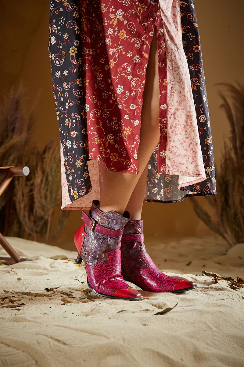 Soffia | Bella Rose Distress Leather Ankle Boots - Image 3