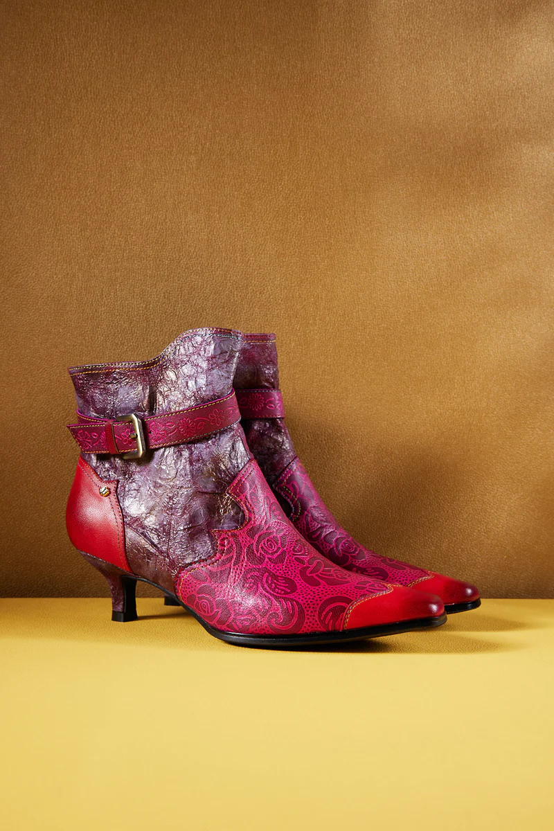 Soffia | Bella Rose Distress Leather Ankle Boots - Image 7